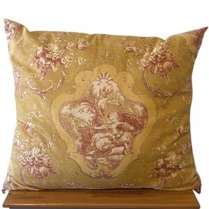 SET Newport Luxury French-Style Jacquard Tapestry MUSTARD YELLOW Throw Pillows